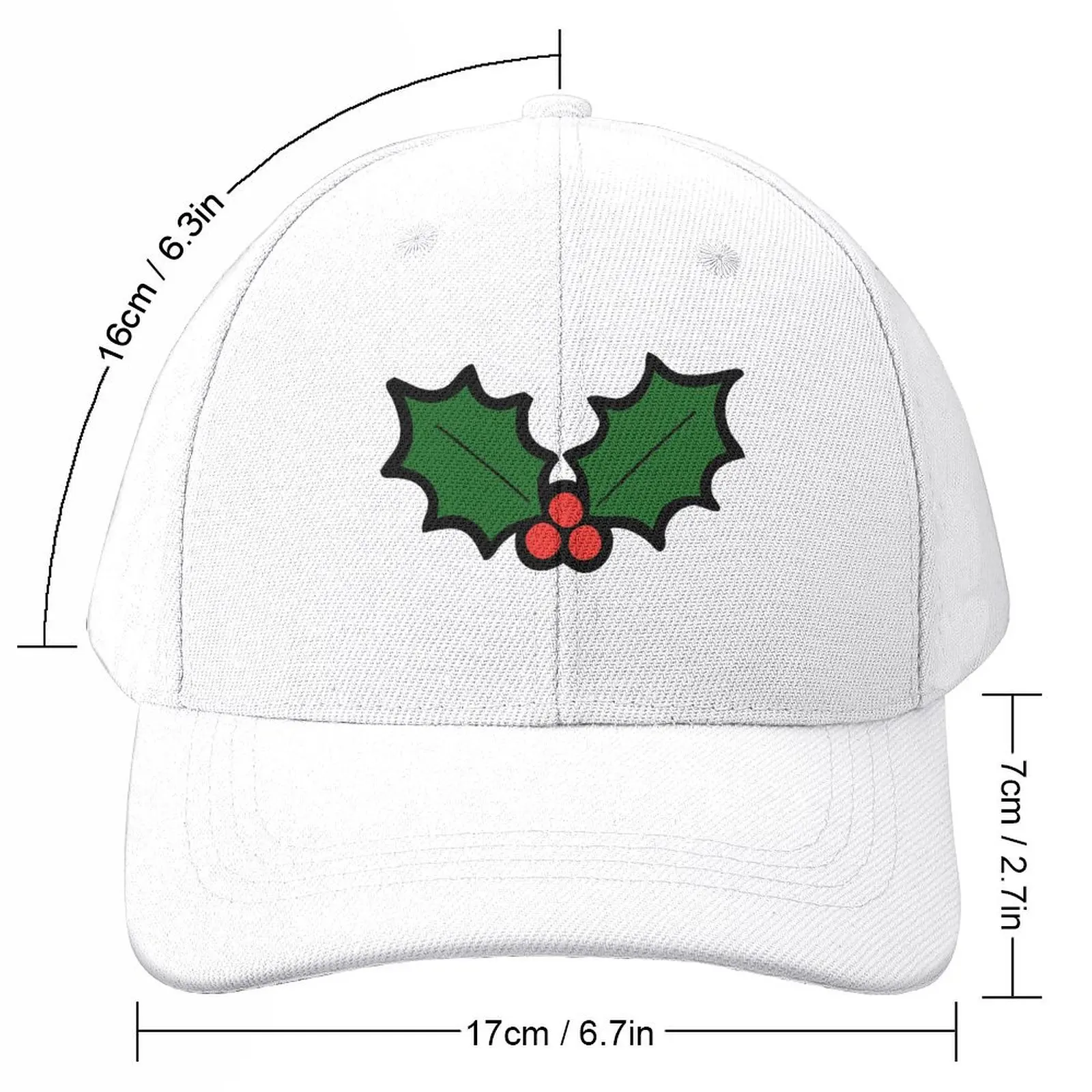 Holly Leaves and Berries Pattern in Light Green Baseball Cap Snapback Cap funny hat Ball Cap Sunhat Baseball For Men Women's