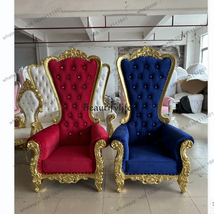 

X4 European solid wood king chair bride and groom wedding chair king chair