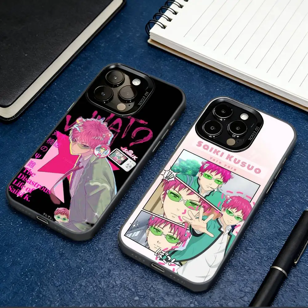 

The Disastrous Life of S-Saiki K Phone Case For iPhone 17,16,15,14,13,12,11 Plus,Pro Max,XS,Colored Silver Plated Inside Cover