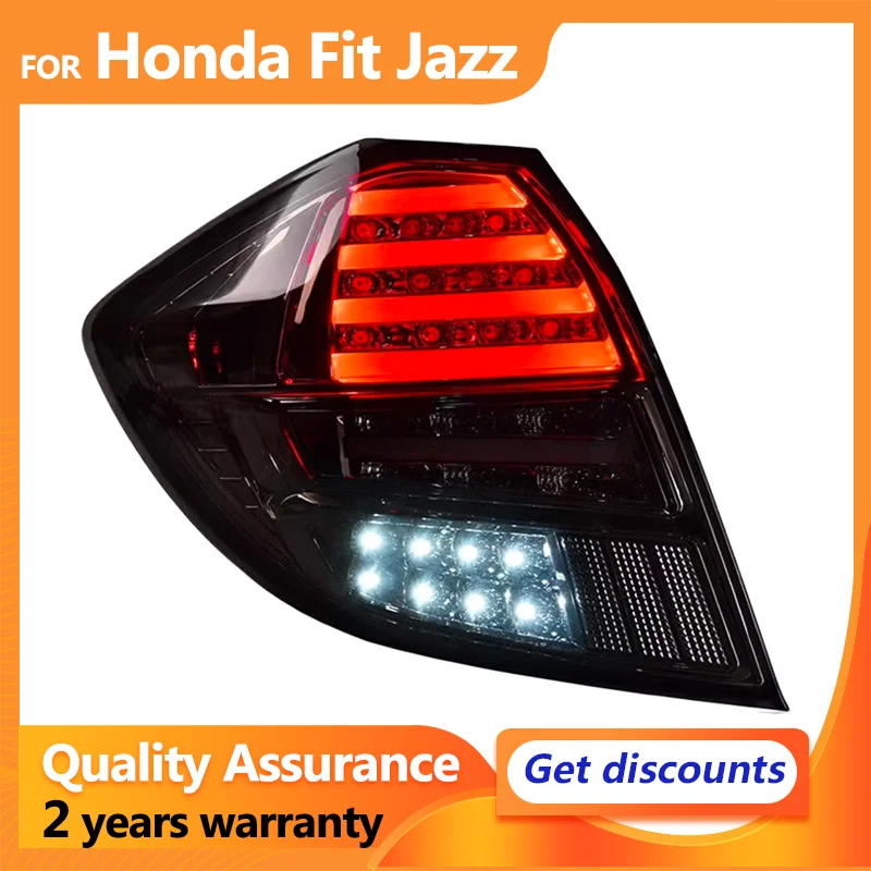 For Honda Fit Ge8 Jazz LED Taillights 2008 2009 2010 2011 2012 2013 Black Car Rear Lamps Running Turn Signal Reversing Lights