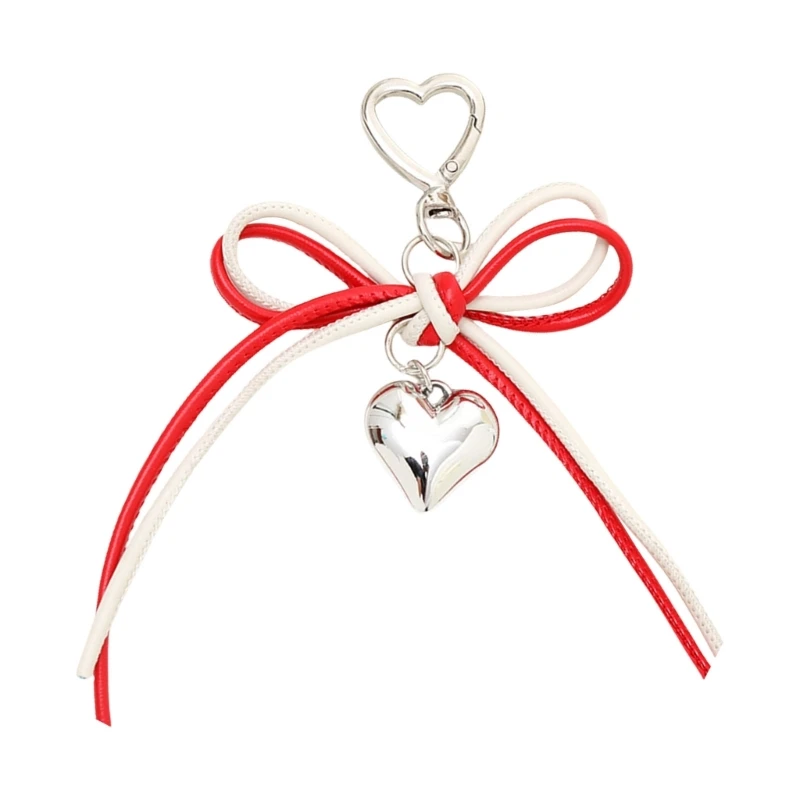 

Imitation Pearl Bow Key Ring Ribbon Beaded Keychain Korean Hanging Accessories Y2k Heart Bag Pendant Decor Accessories