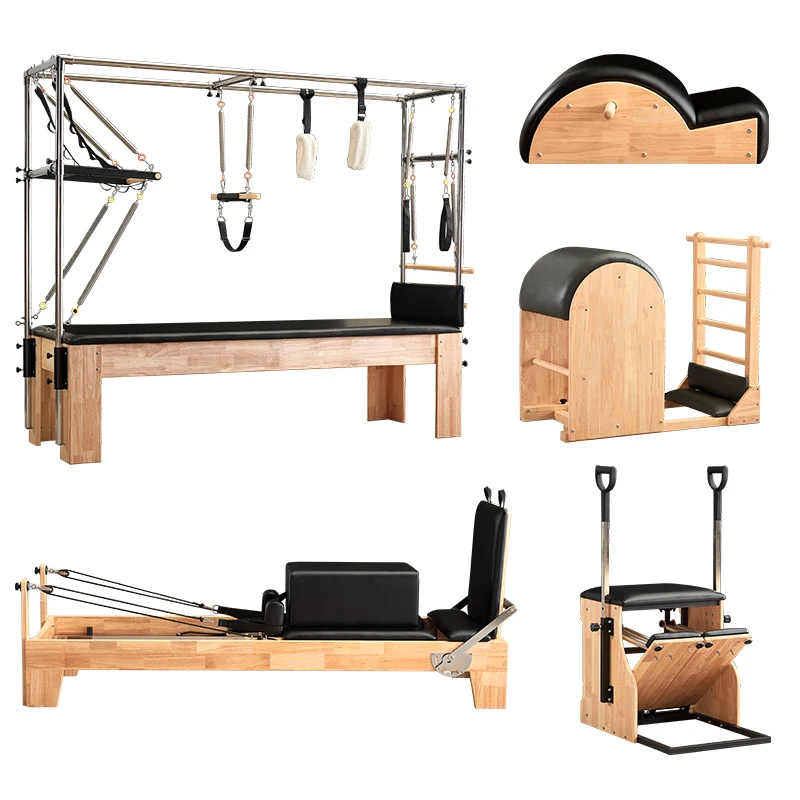 

Pilates large equipment oak five piece set suitable for home and commercial use in yoga studios and gyms