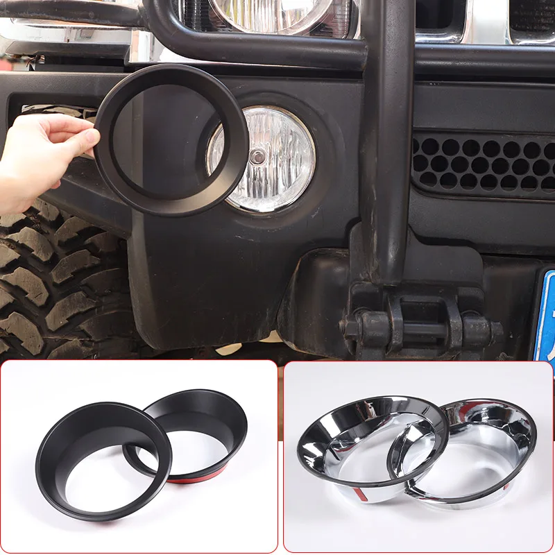 For Hummer H3 2005-2009 ABS Matte black Front Fog Light Lamp Cover Trim Foglight Molding Decoration Bezel Ring Car Accessories