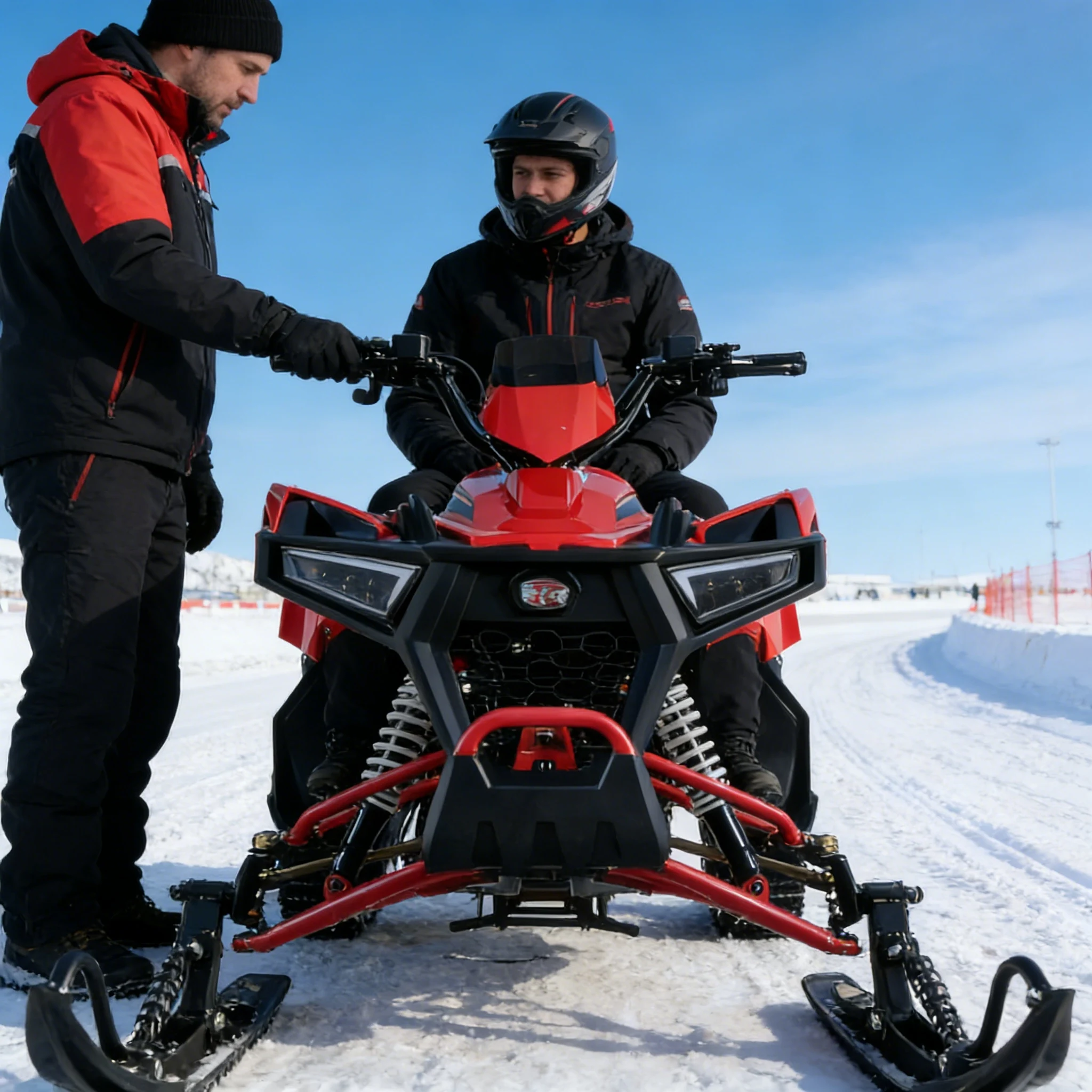 2 Seat Snowmobile ATV, Family Outdoor Snow Dirt Vehicle, Off Road Riding Machine for Winter Adventure Trips Recreation