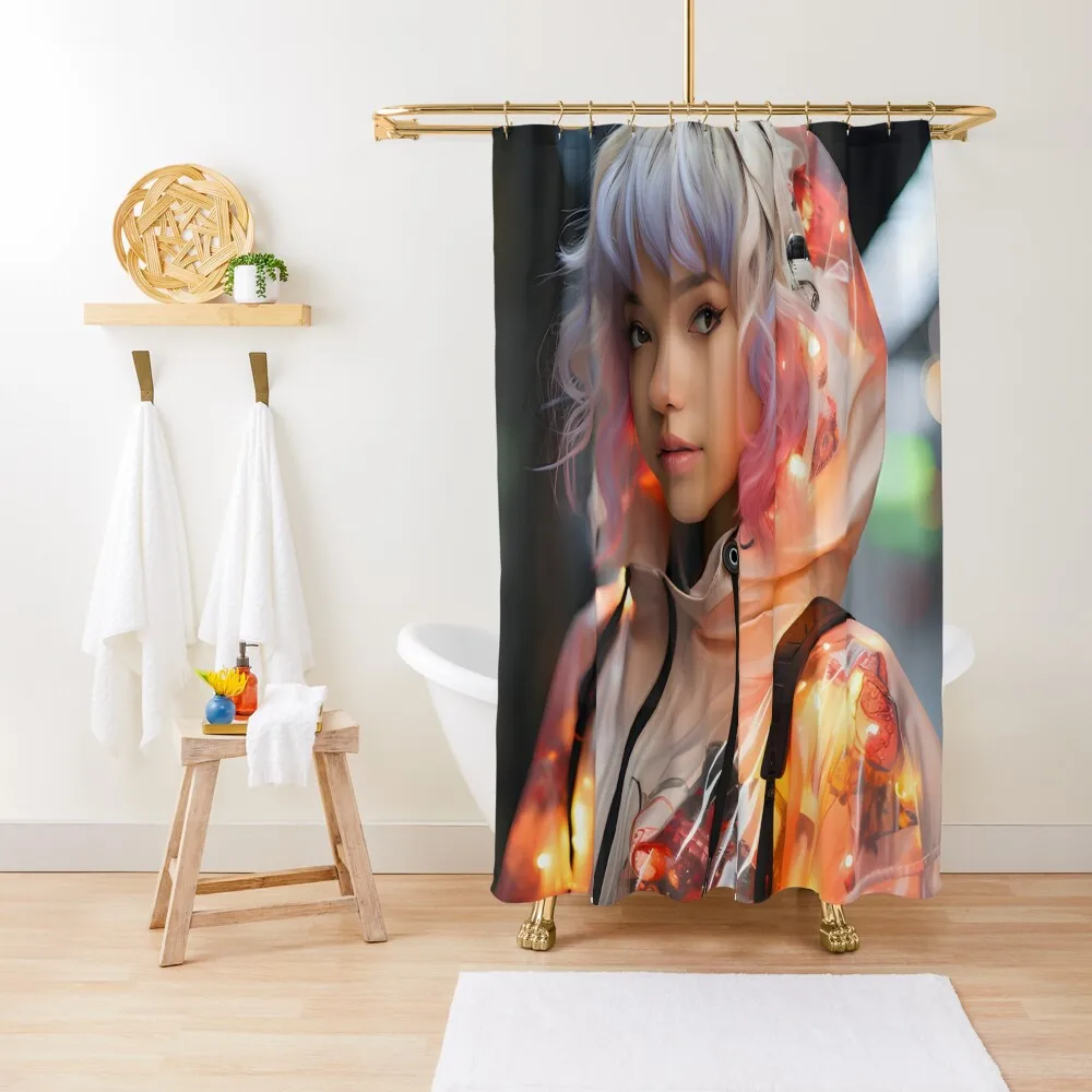 

Girl in raincoat Shower Curtain Bathroom Shower Set Bathroom Deco Luxury Bathroom Shower Curtain