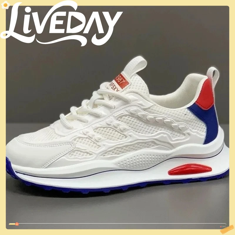 

Men's Mesh Casual Shoes Summer 2025 Running Shoes Soft Bottom Comfort Light Fashion Breathable Shoes Thick Sole Sneakers