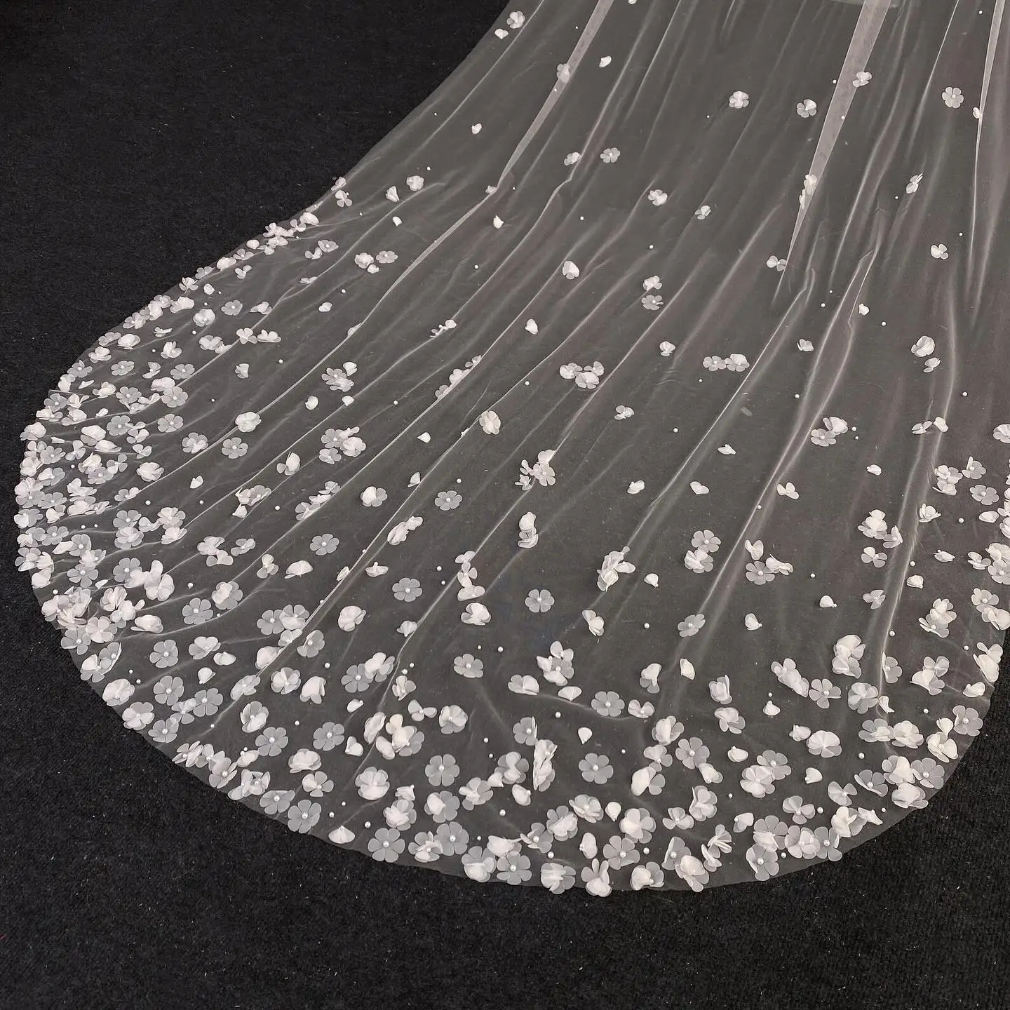 حجاب زفاف رشيق للنساء طبقة واحدة مزين بالدانتيل حافة حجاب مصلى العروس كومبليمنتوس فيلو دي نوفيا مخصص #4