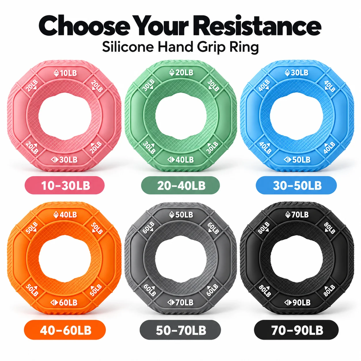 Silicone Grip Strength Ring Three Resistance Levels Finger Forearm Training Portable Hand Exerciser for Home Gym Office Adults