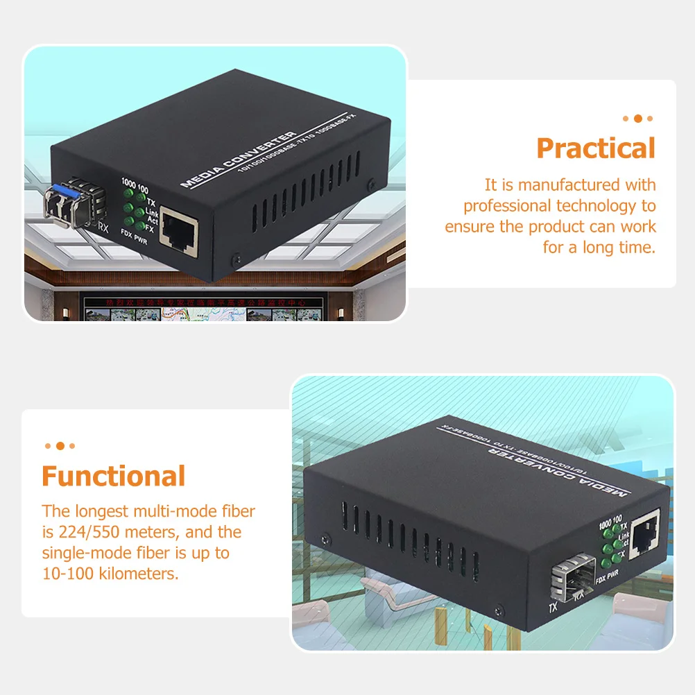 

Gigabit SFP to Fiber Media Converter 10M 100M 1000M Ethernet Adapter Black Optical Signal Modem Coaxial Network Electronic