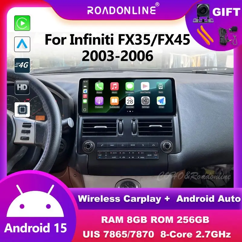 12.3Inch Android Car Radio for Infiniti FX35 FX45 2003-2006 Android Wireless CarPlay Android Auto Auto radio Head Unit