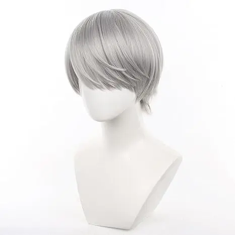 Anime Yu Narukami Wig Gray Bowl-shaped Short Straight Party Hair Halloween Cosplay Props Accessory