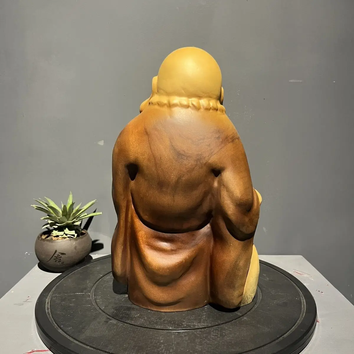 Camphor wood carving Maitreya Buddha solid wood ornaments home living room desktop home accessories