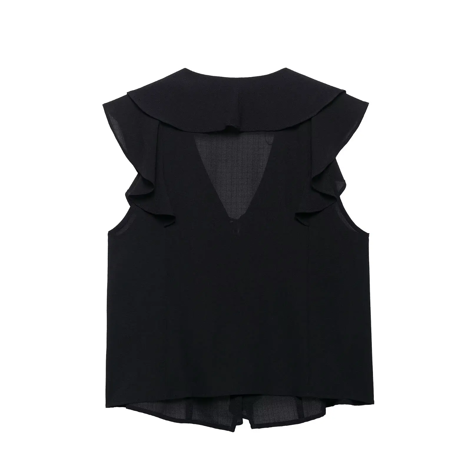 UNIZERA Camicia da donna senza maniche con scollo a V con decorazione impilata alla moda, gonna a vita media, pantaloni, camicia estiva nuovo stile