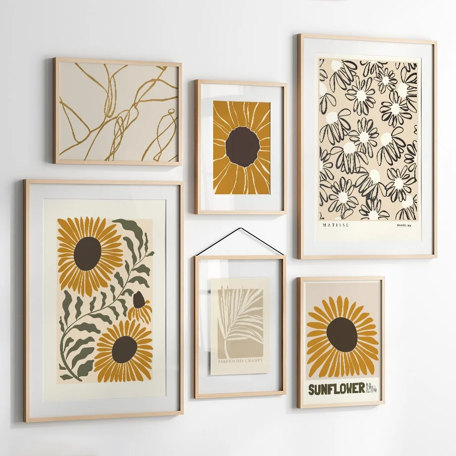 Boho Abstract Matisse Sunflower Minimalist Shapes Wall Art Posters Canvas Prints Pictures For Living Room Decor Nordic Painting