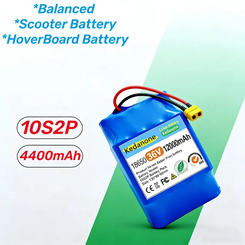 

36V 12000mAh 10S2P 18650 Original Rechargeable Lithium Battery for Self Balancing Scooter Hoverboard Replacement.