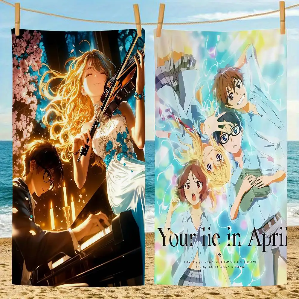 Your Lie In April Anime Bath Towel Microfiber Soft Water Absorbing Breathable For Girl Kids Decorative Cartoon Beach Towel