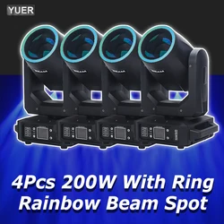 4Pcs/lot 200W LED Moving Head Light With Ring Beam+Spot+18 Rotating Prisms+Rainbow Effect Dmx Stage Light Effect Light Disco Dj