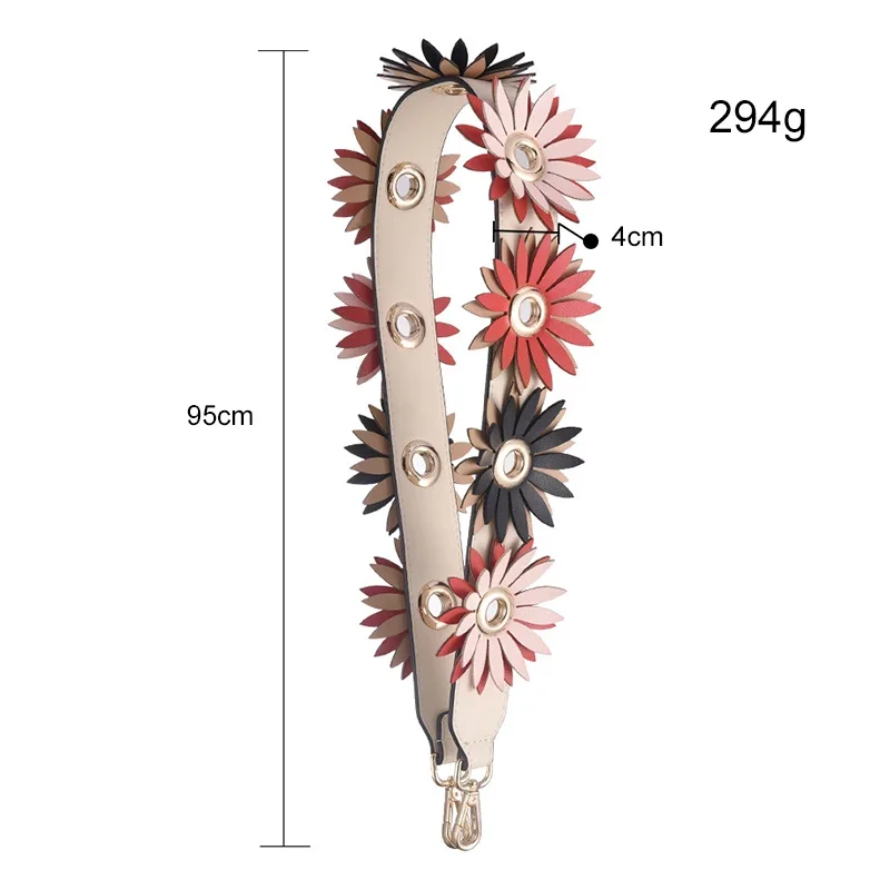 Faux Leather Bag Strap Fashion Rivet Flower Accessories Luxury DIY Handbag Handle Straps Bags Shoulder Crossbody Belts Strap