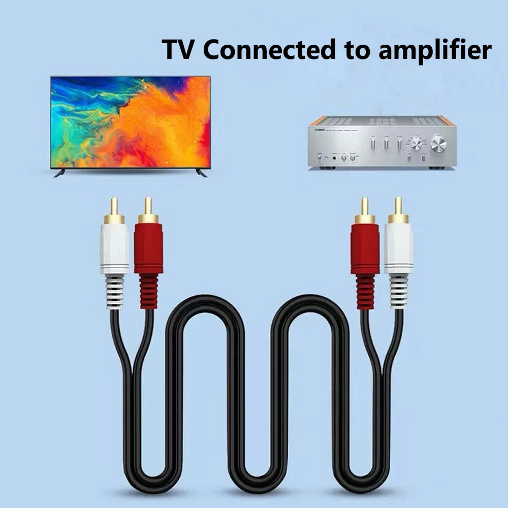 1.5M Dual Stereo 2RCA Male To 2 RCA Male Cable Audio Cable AV Cable For DVD TV CD Sound Amplifier