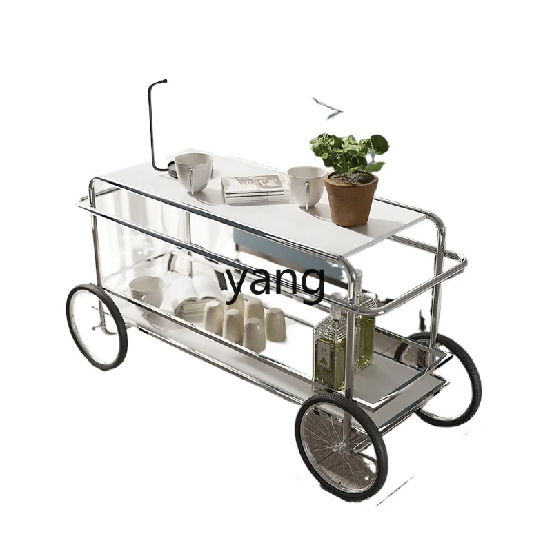 Yjq Tea Weagon Creative Drawer Cart Band Drawer Side Table Stainless Steel Small Table Storage Iron Art