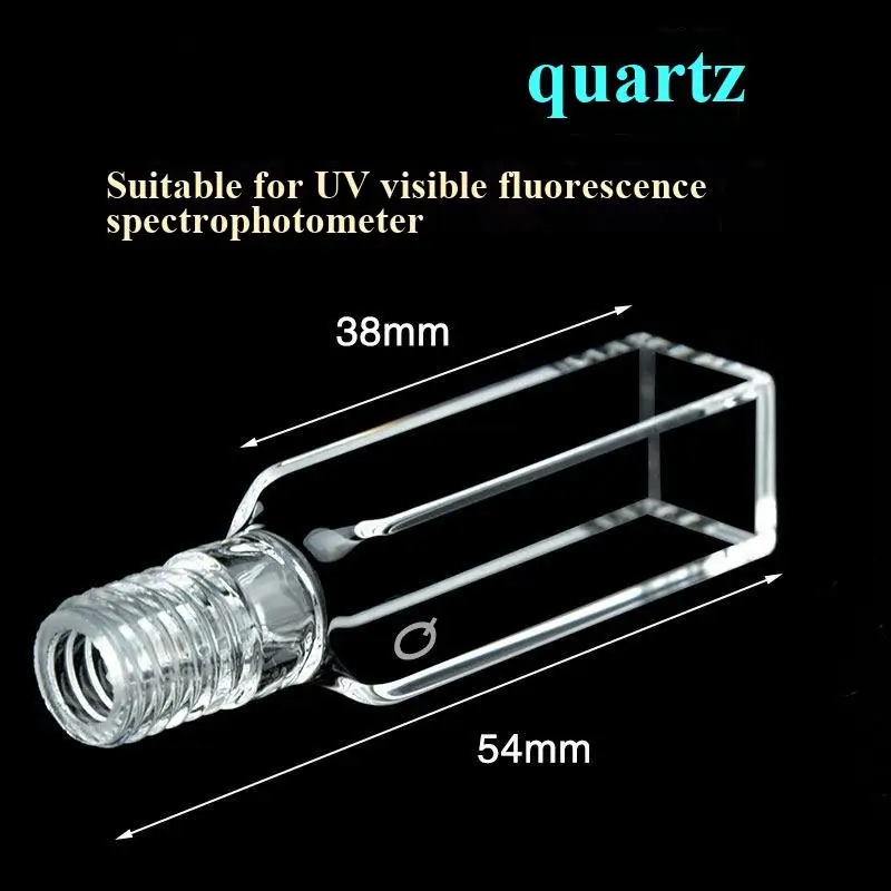1mm/2mm/3mm quartz screw mouth colorimetric dish, threaded mouth fluorescent, four sided transparent, sealed and injectable