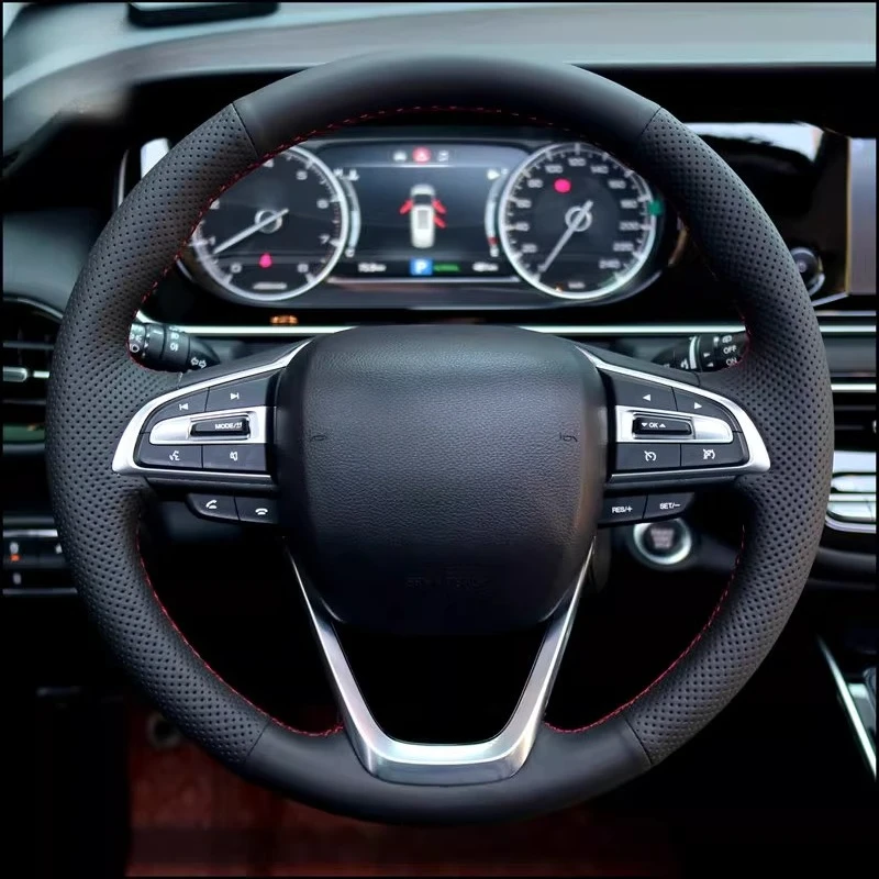 

Сшитый вручную нескользящий прочный замшевый чехол на руль из наппа из кожи для GAC Trumpchi M6 M8, аксессуары для салона автомобиля