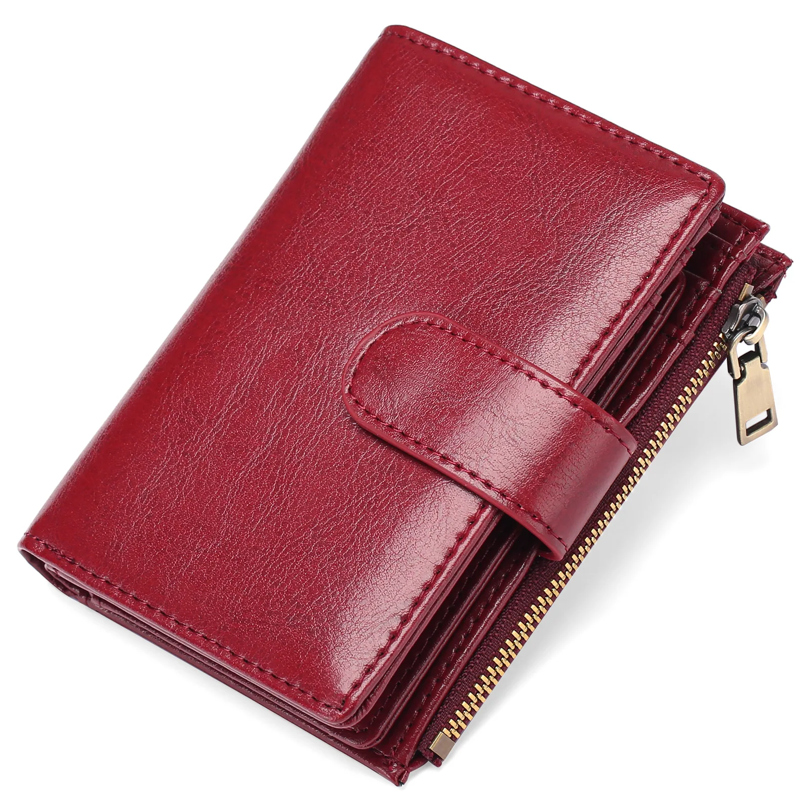 

Small Wallets for Women Genuine Leather RFID Blocking Bifold Zipper Pocket Women's Wallet ID Credit Card Holder Coin Case Purse