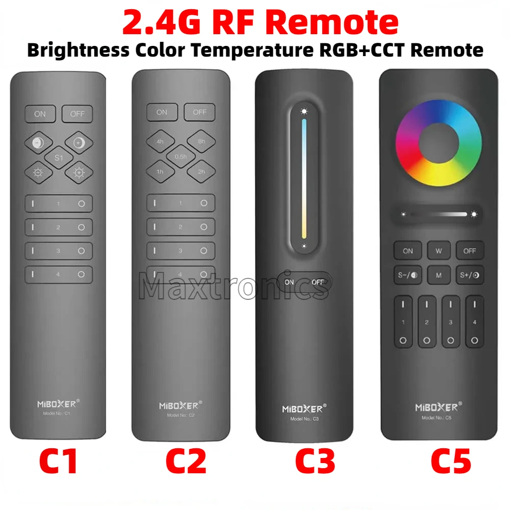 

Miboxer C1/C2/C3/C5 4-Zone RGB+CCT Remote Controller Color Temperature Magnetic 2.4G RF Wireless Brightness Adjustable Lighting