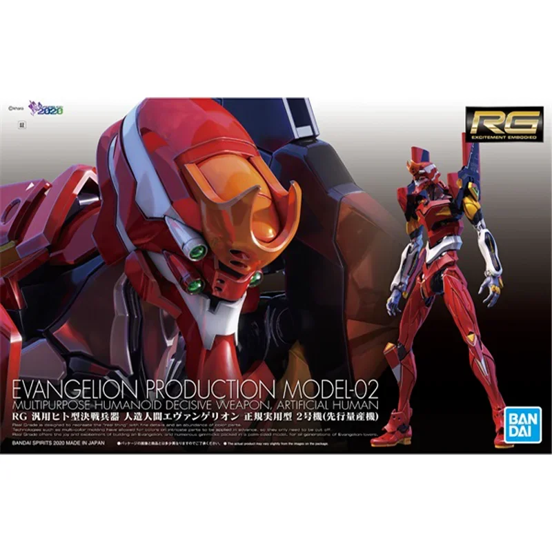 Bandai Genuine Neon Genesis Evangelion Anime RG Production Model-02 Action Figures Collectible Model Toys Gifts for Kids