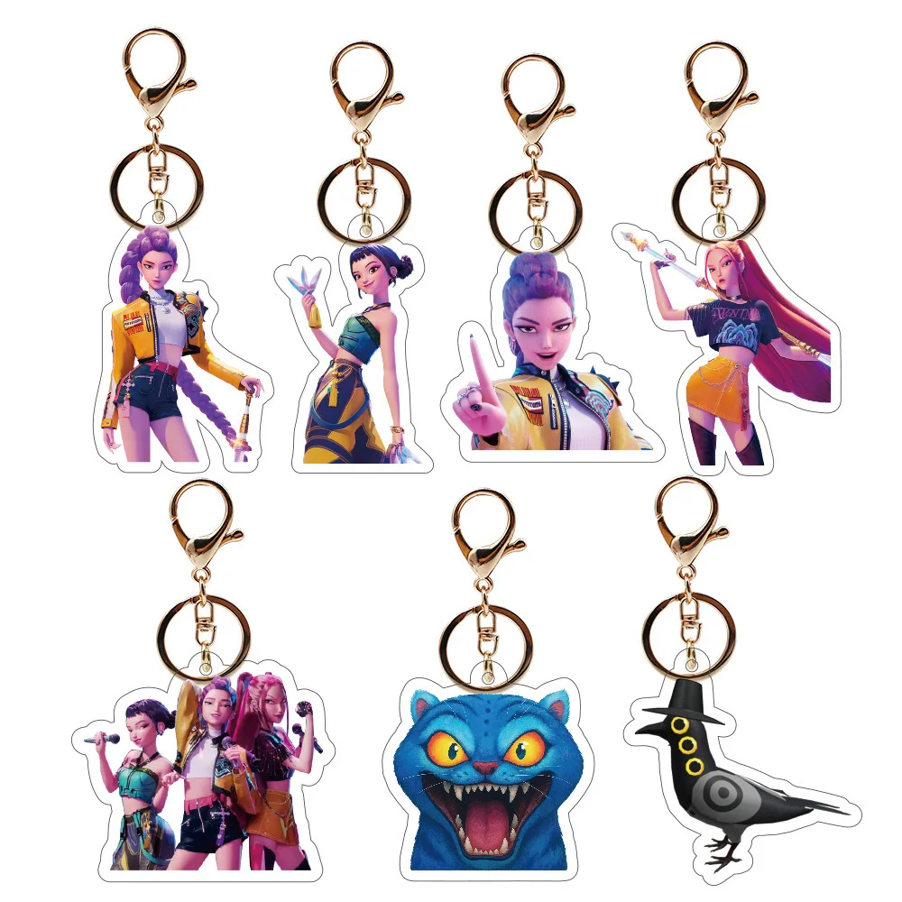 

New K-Pop Demon Hunters Keychain Cute Western-Style Korean Wave Anime & Film Mira Acrylic Pendant Girls' Gift
