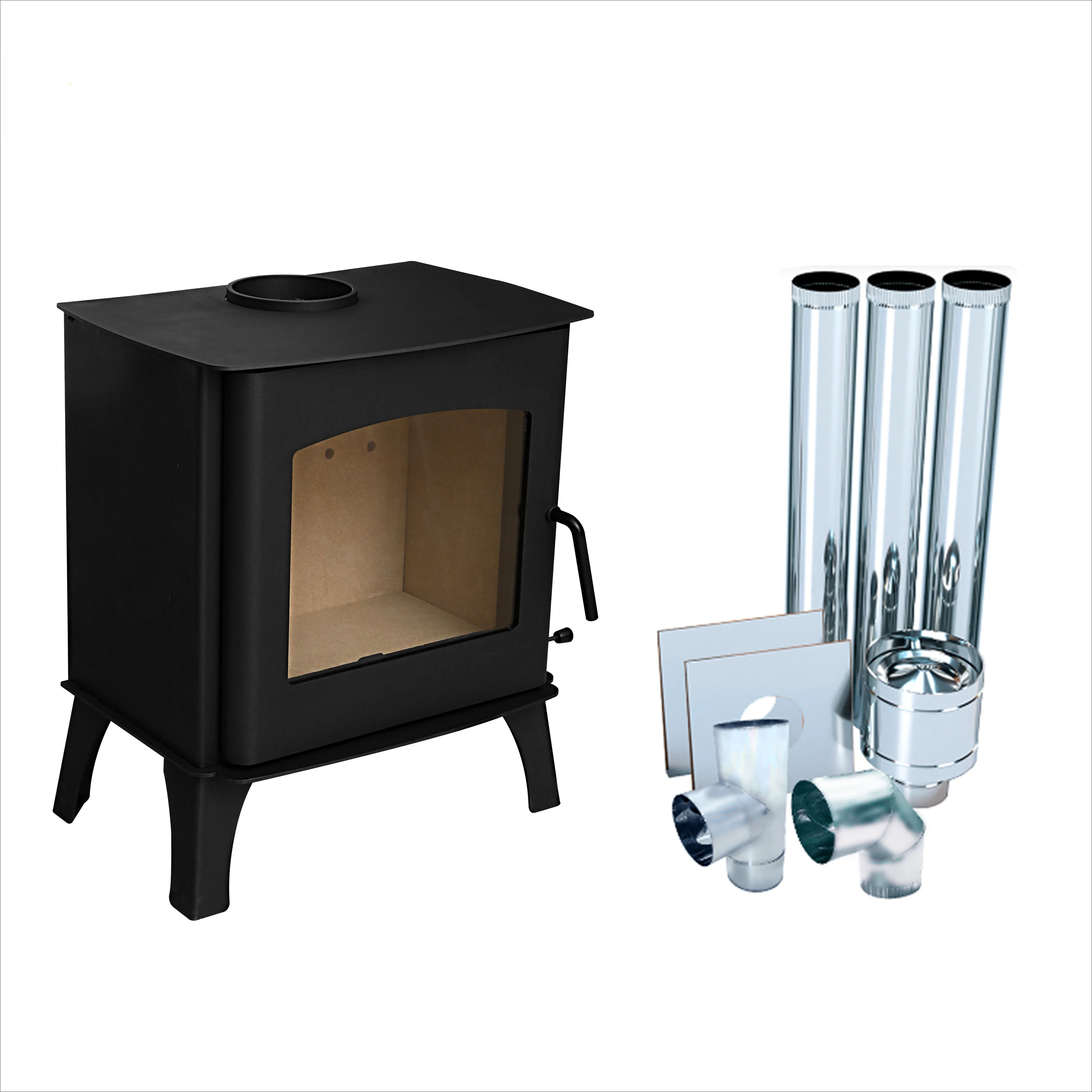 R0701A  High Quality Black Steel Wood Burning Stove Room Heating Freestanding Real Fire Wood Stove Indoor