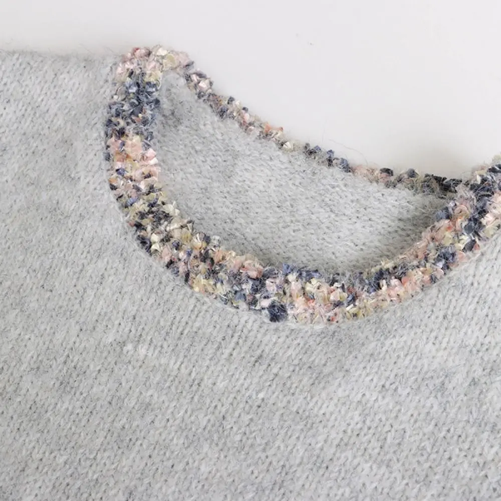 

Loose Long Sleeved Knitwear Bottoming Shirt Spring Autumn Winter Shiny Thread Sweater Top Pullover Knitted Top for Women Female