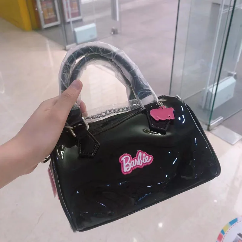 Kawaii Barbie Anime Pu Leather Horizontal Diagonal Cross Bag Cute Cartoon Light Luxury Large Capacity Handbag Gifts for Girls