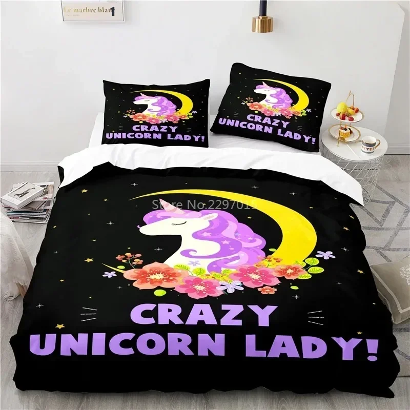 

3d Unicorn Pattern Duvet Cover with Pillowcase Bedding Set Adult Kids Cartoon Bed Linen Single Double Twin Full Queen King Size0