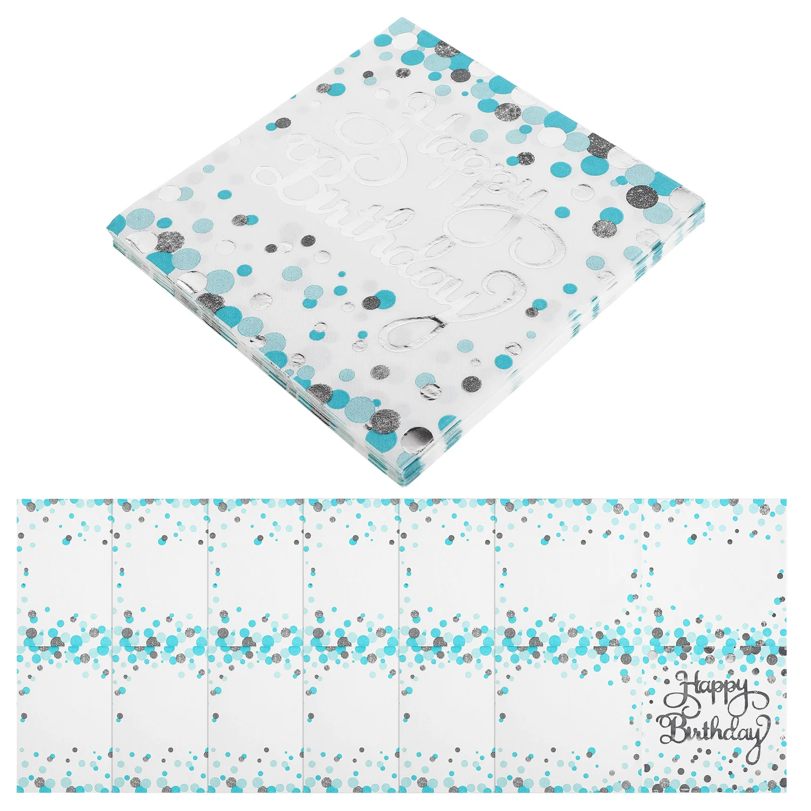 40 個ブルードットシルバー箔ナプキン使い捨て誕生日パーティーテーブルナプキンティールウェディングシャワー誕生日パーティーナプキン