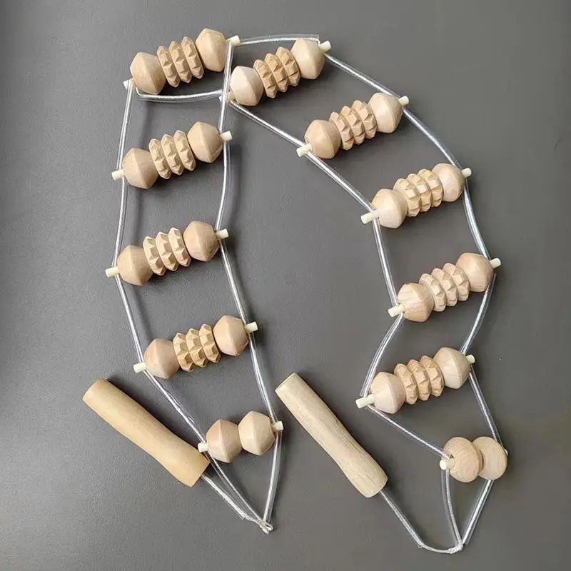 شريط سحب حبل تدليك الظهر الخشبي لتدليك نقاط الوخز على الظهر جهاز سحب الظهر اليدوي واسترخاء العضلات