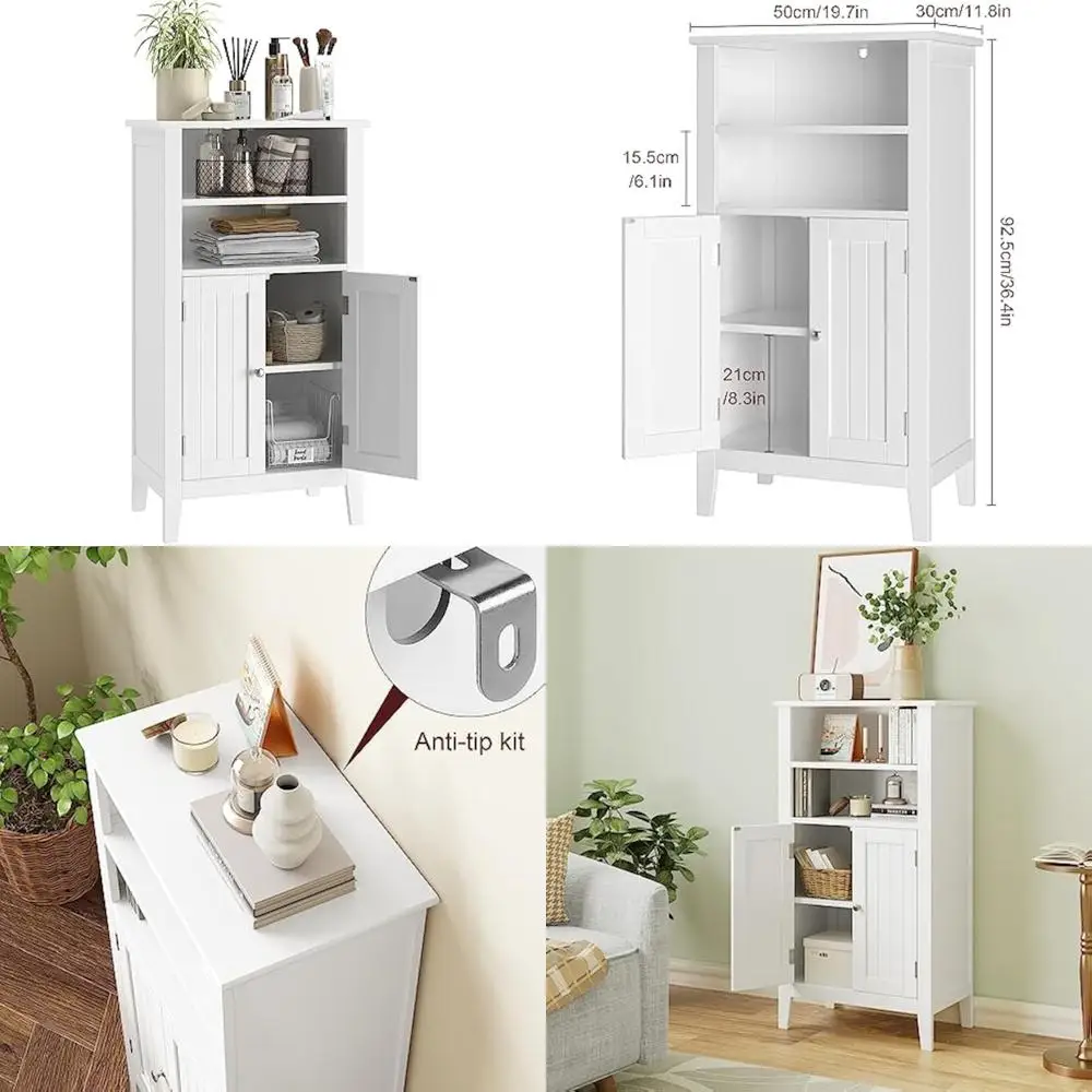 

Freestanding Entryway Storage Console Cabinet with Adjustable Shelves and 2 Doors for Bathroom Organization
