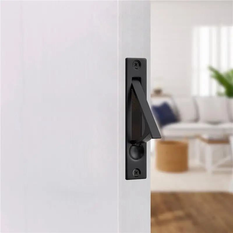 DT17 Pocket Door Pull Solid Flush for Edge Pull Handles Stainless Steel Matte Black 6 Pack for Interior Sliding Doors