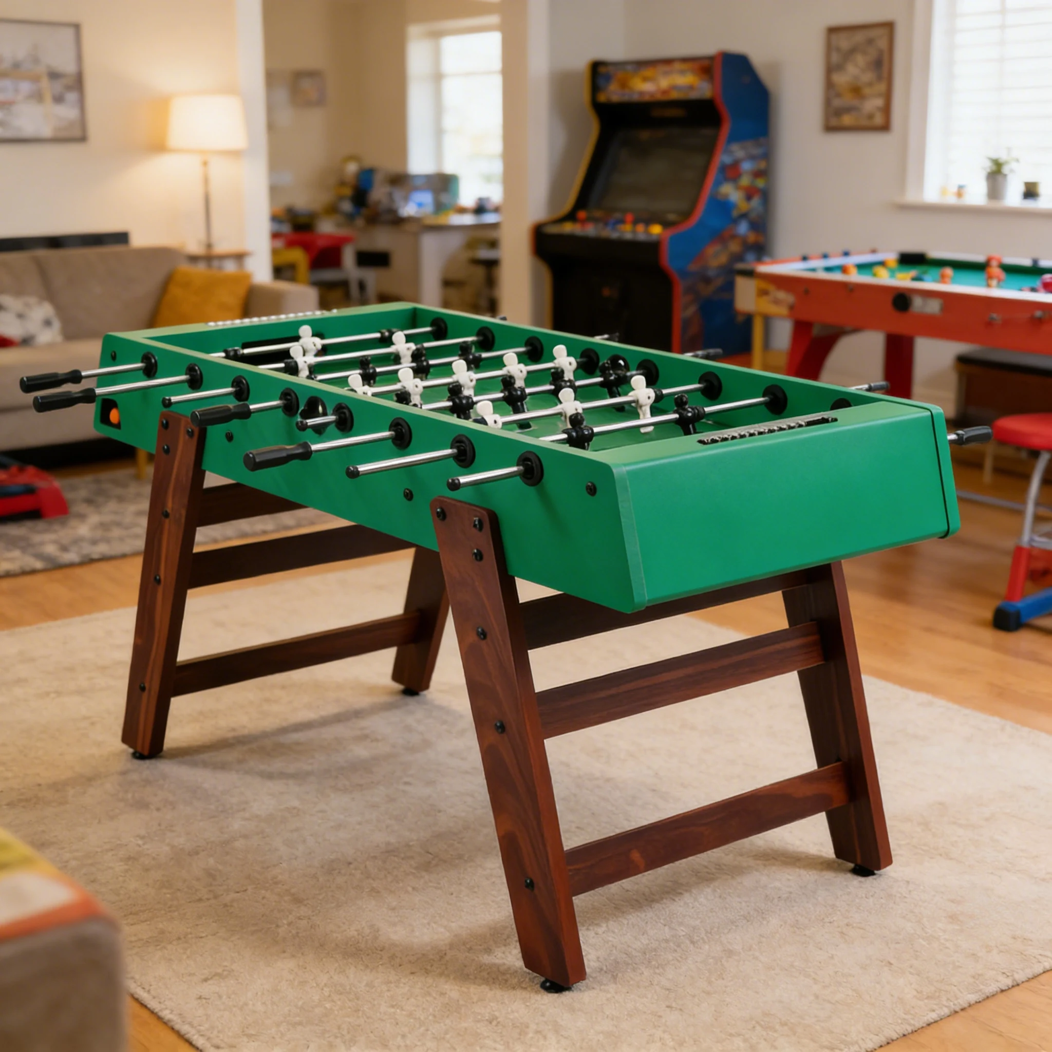 2026Factory Direct Portable Wooden Foosball Table Outdoor Mini Soccer Table Compact Weather Resistant Gear for Patio