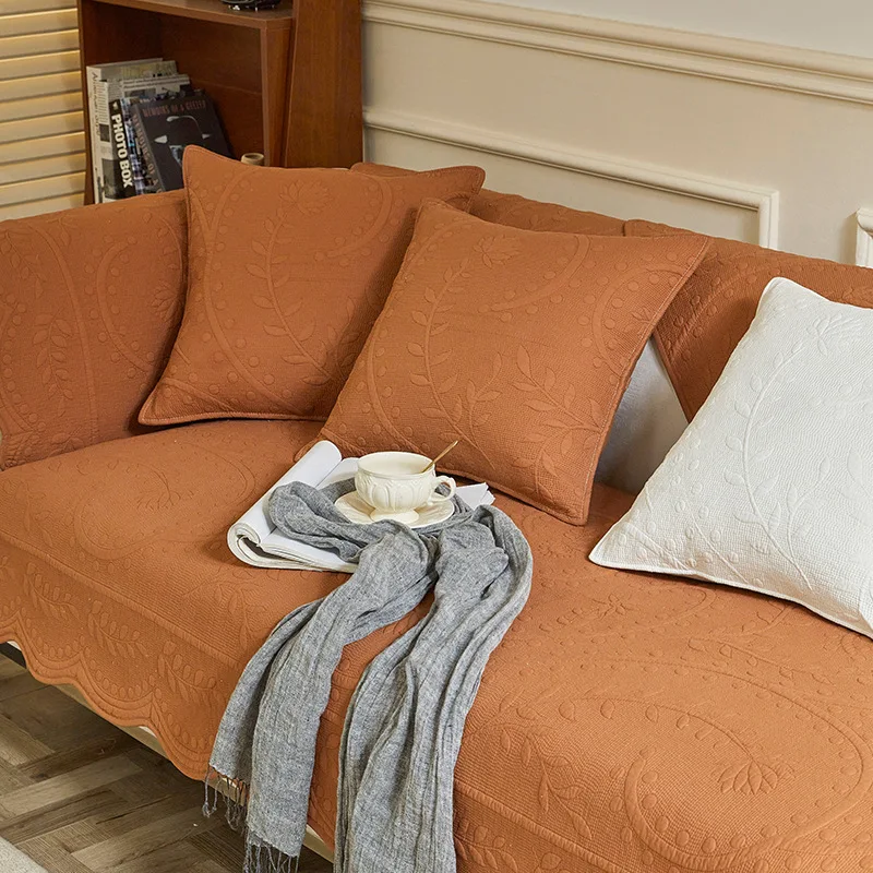 Embroidered Cotton Washed Sofa Cushion Four Seasons Universal Non-slip Cotton Fabric Living Room Sofa Cover