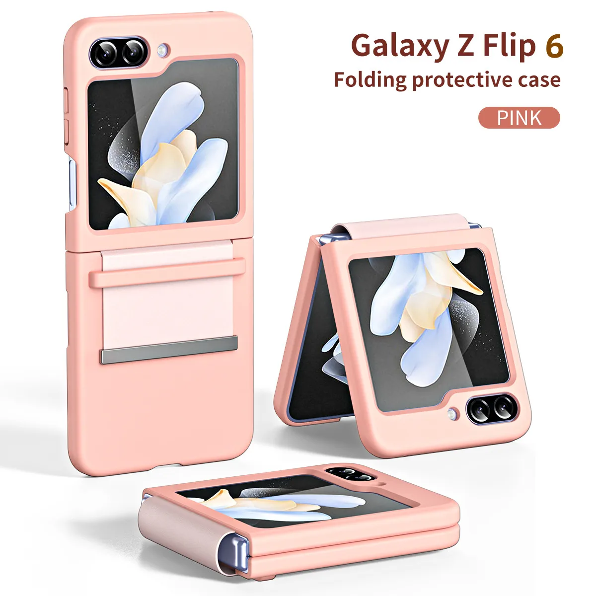 

For Samsung Galaxy Z Flip 6 5 4 3 Case Skin Friendly Matte Plain Leather Adjustable Folding Hinge Shockproof Protect Back Cover