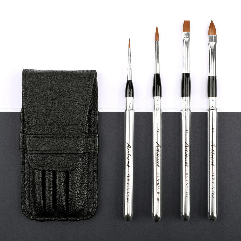 

Artsecret 4 PCS/SET Metal Pocket Detachable Painting Brushes Kolinsky Hair Travel Paint Brush With Bag for Watercolor Acrylic