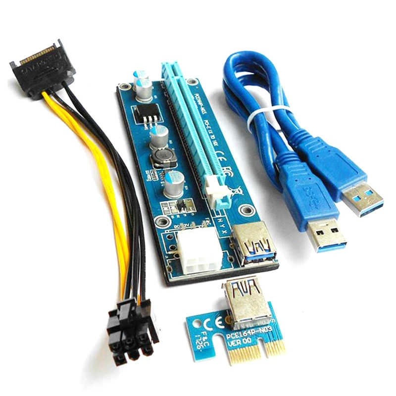 VER006C 60ซม PCI 006C ไรเซอร์การ์ด PCI Express PCIe อะแดปเตอร์1X กับ16X USB สาย3.0 SATA เพื่อ6Pin พลังงานสำหรับคนงานเหมือง