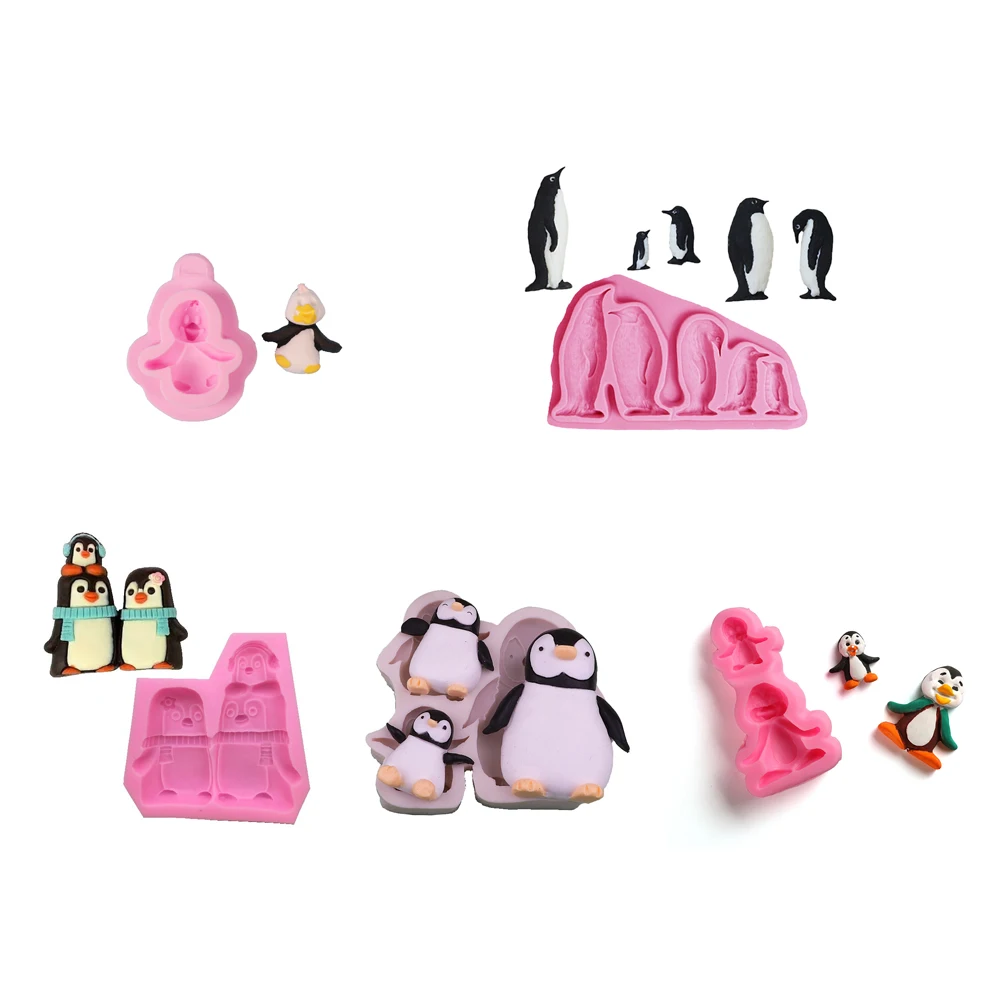 Kitchen Accessories Two Penguin Cooking Tools Wedding Cake Decorating Silicone Mold For Baking Fondant Sugar Craft Eid Pastry