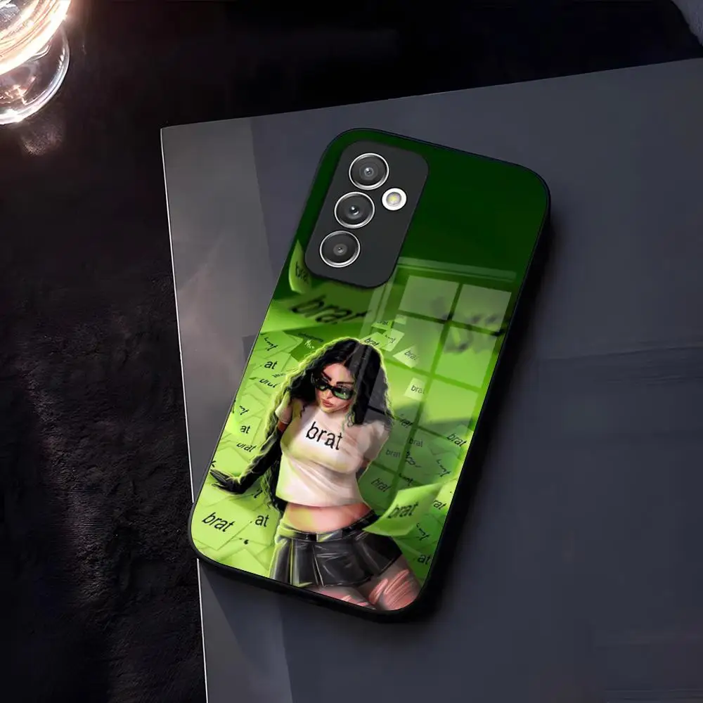 Singer C-Charli XCX Brat Phone Case Glass for Samsung Galaxy S23 S24 S25 S21 S22 S20 Ultra Fe Plus A34 A54 A24 A52 A16 A53 M54