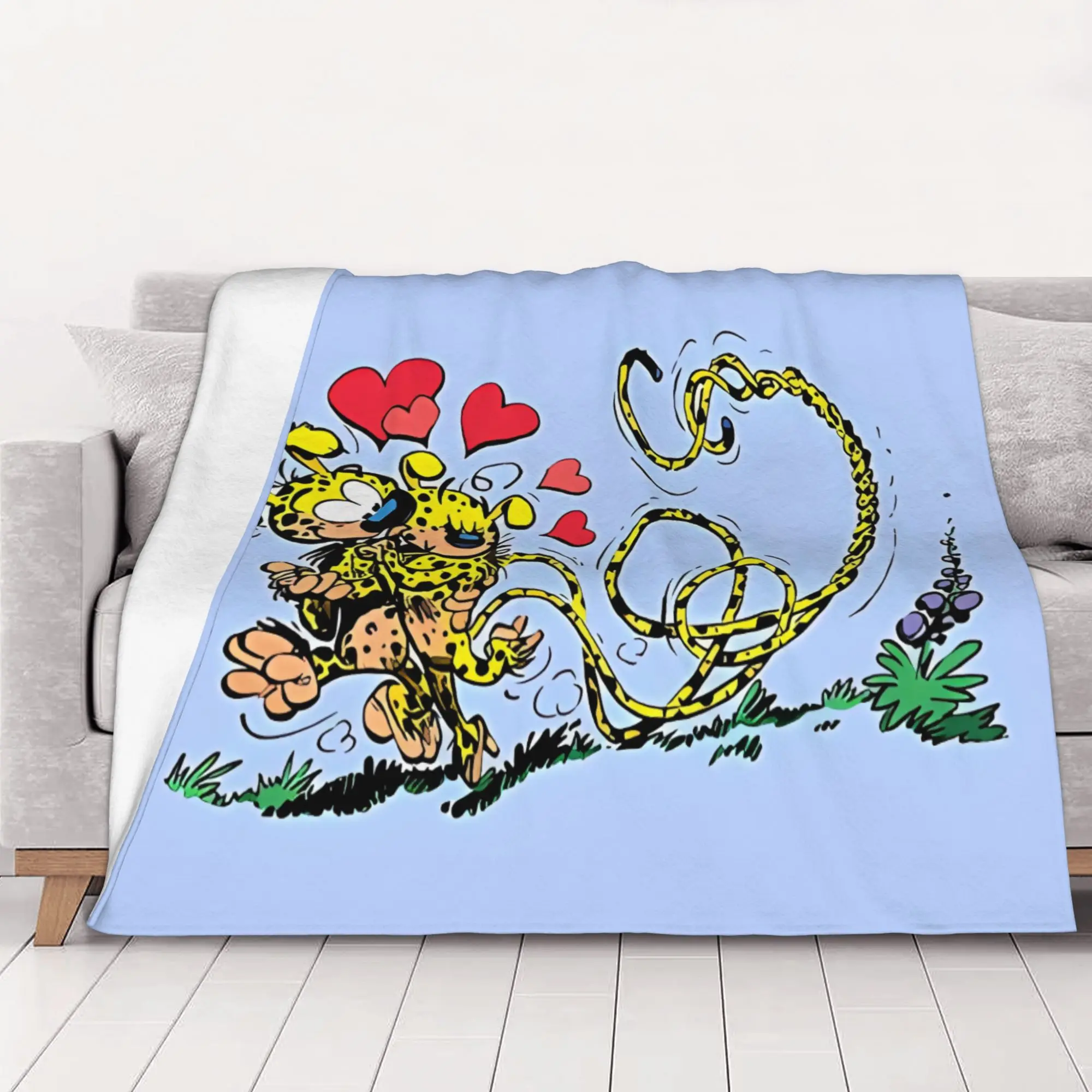 1PC home Cute Room Decor Marsupilami In Love Blanket Throw Blanket Marsupilami Novelty Warm Blanket All Season