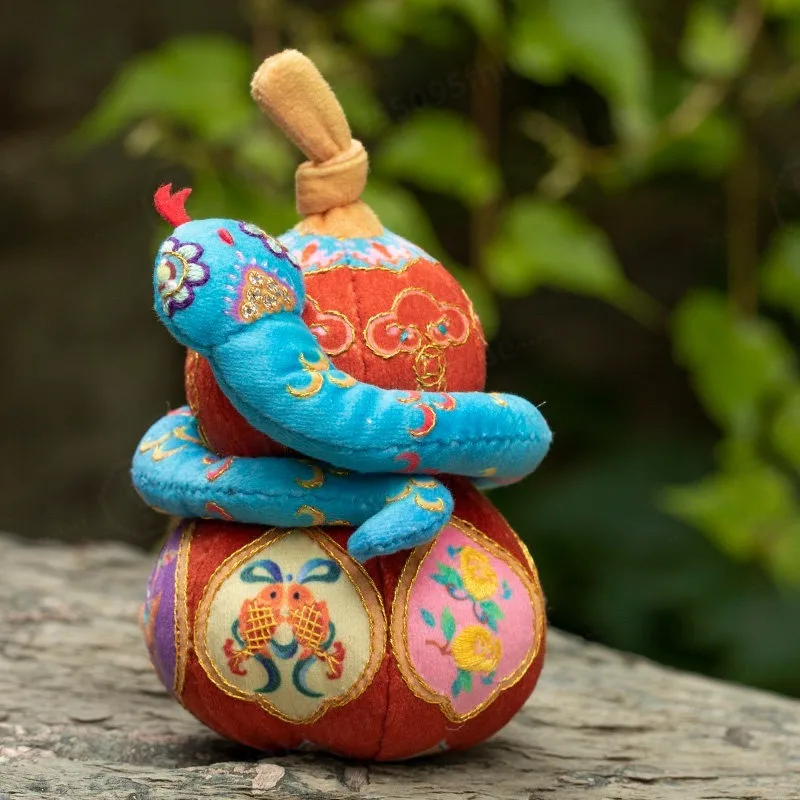 DIY Hand Embroidery Gourd Sachet Material Kit Chinese Style Fu Lu Snake Pattern Portable Hanging Ornament Peace Charm Pendant