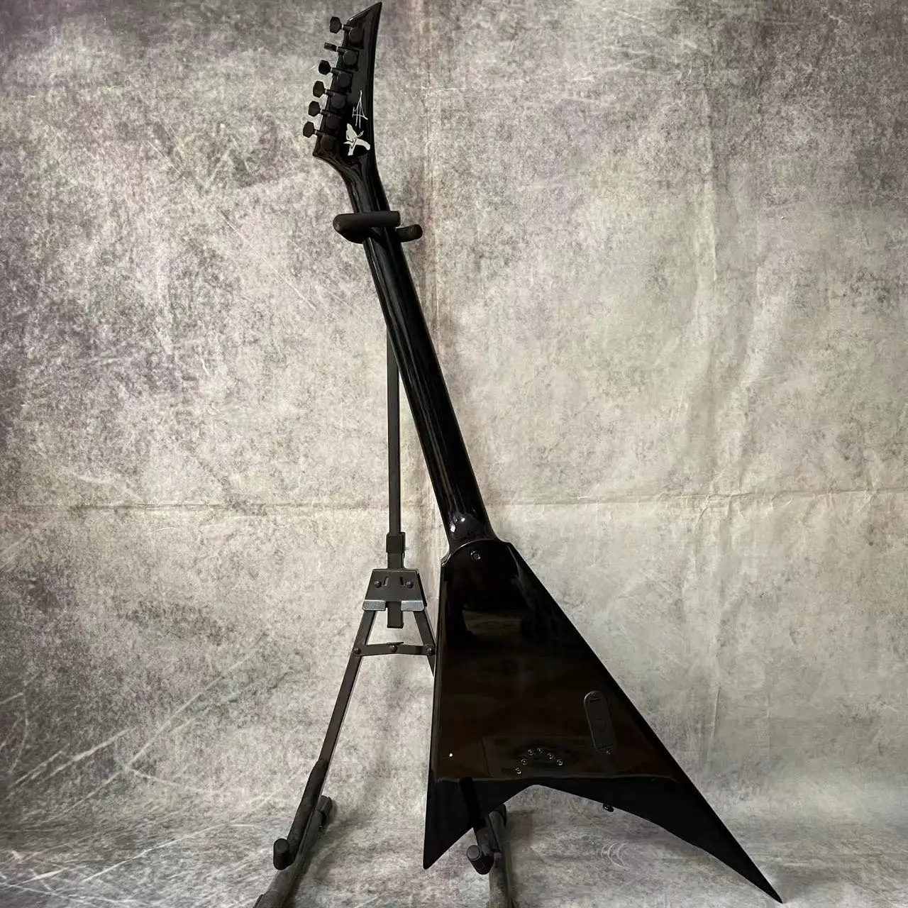 Custom Jack style V shape electric guitar in black color