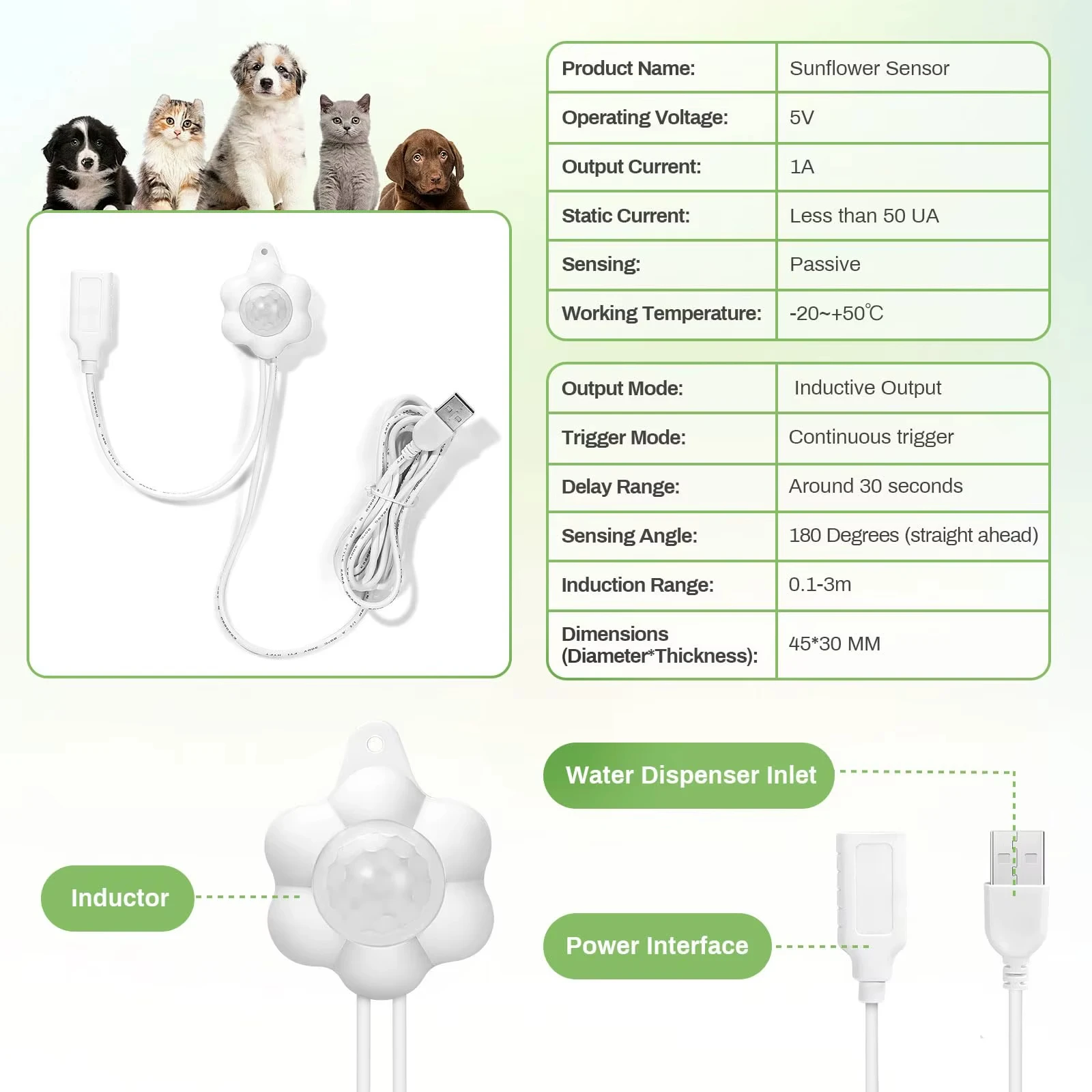 Automatic Pet Water Dispenser with Motion Sensor Filter Fountain For Dogs and Cats Universal Infrared USB Powered Detector gallery 2