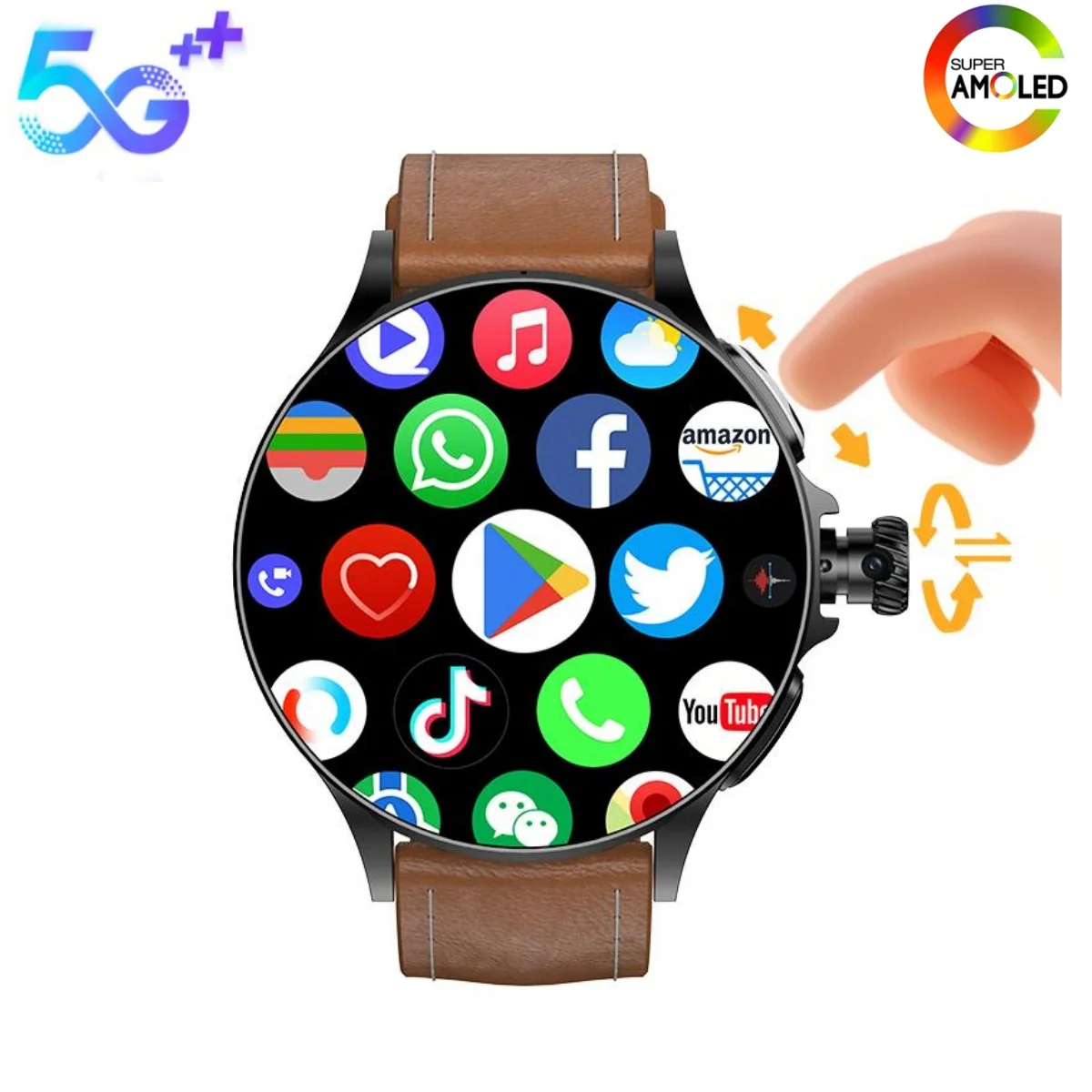 

GoldenSpike GT200 Smartwatch men 4G Android insert SIM card Touch encoder Focus adjus Rotary Camera 1.95inch Amoled Smart Watch